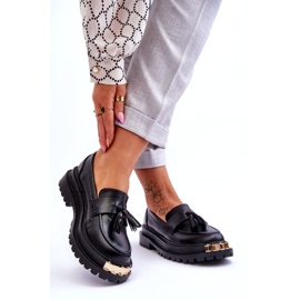 Women's loafers with fringes and black decoration 1 Women's loafers with fringes and black decoration 1