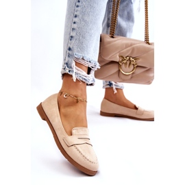 PS1 Comfortable Suede Women's Loafers Beige Lucca 3