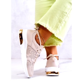 S.Barski Leather Women's Sports Sneakers on a Beige Wedge 4