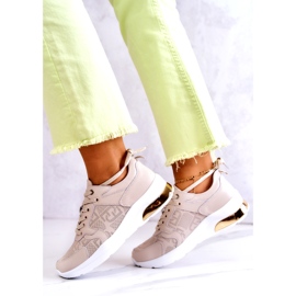 S.Barski Leather Women's Sports Sneakers on a Beige Wedge 3