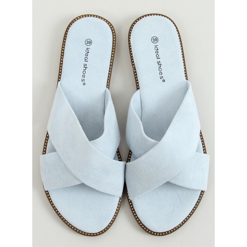 BM Alyson LT.BLUE women's cross-strap sliders 1