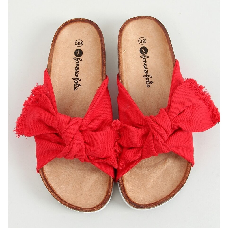 Hawn Red Cotton Cork Slides 1