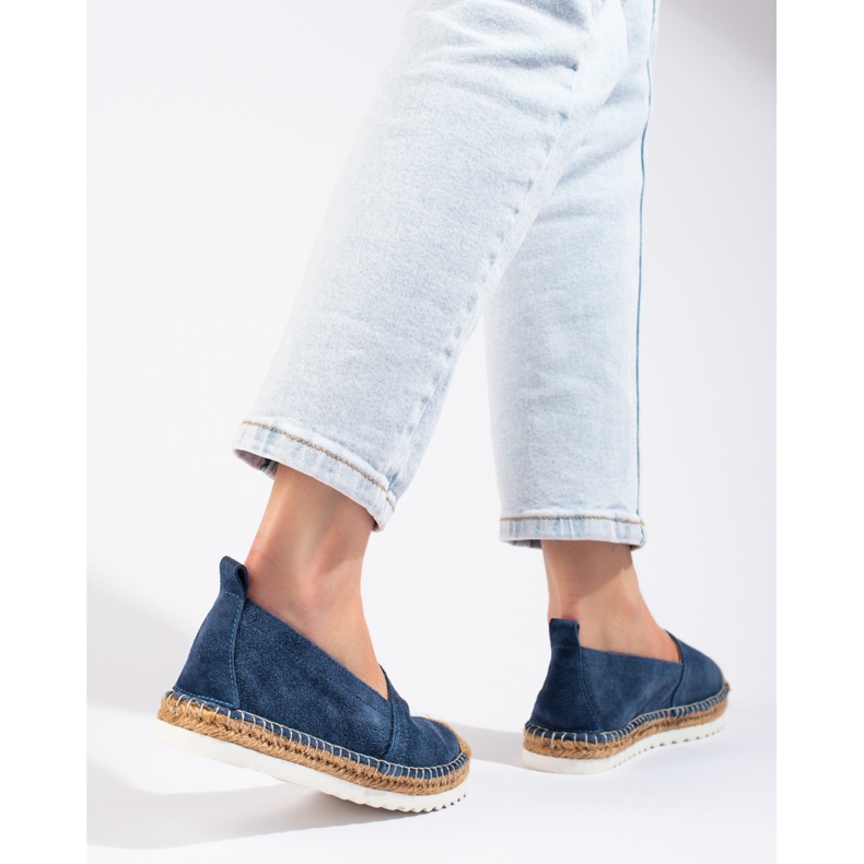 T.Sokolski Leather Espadrilles On The Platform navy blue 2