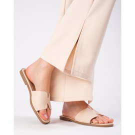 Beige classic slippers made of Shelovet eco leather 1
