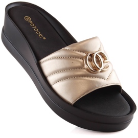 Women's gold wedge slippers Potocki YQ21001 golden 1