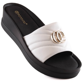 Women's white wedge slippers Potocki YQ21001 1