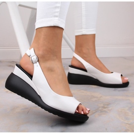 Women's wedge sandals white Sergio Leone SK853 4
