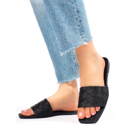 Goodin Black Eco Leather Slippers 1