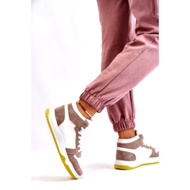 High Women's Sports Shoes, Sneakers, White and Beige 4