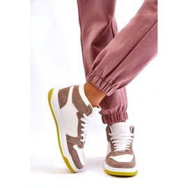 High Women's Sports Shoes, Sneakers, White and Beige 3