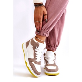 High Women's Sports Shoes, Sneakers, White and Beige 2