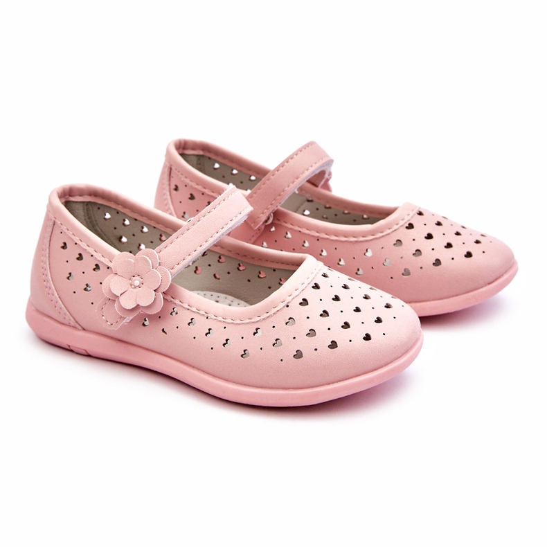 PA1 Children's Openwork Ballerinas Pink Lenna 1