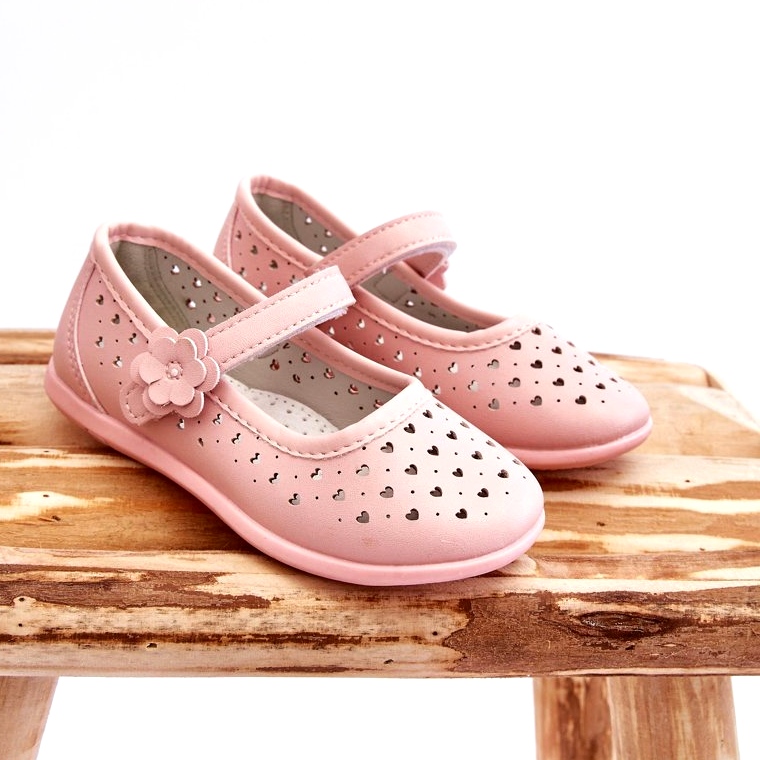 PA1 Children's Openwork Ballerinas Pink Lenna 5