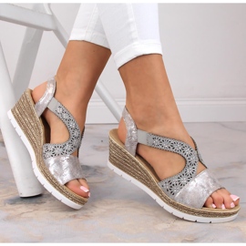 Comfortable women's slip-on sandals with elastic Rieker 61916-91 multicolored 1