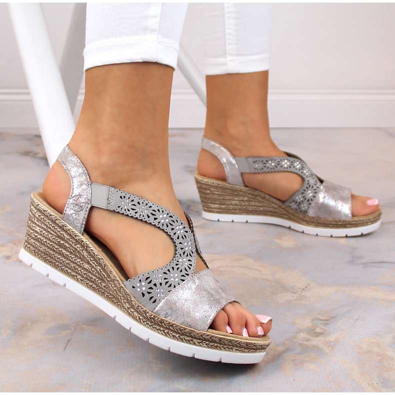 Comfortable women's slip-on sandals with elastic Rieker 61916-91 multicolored 2