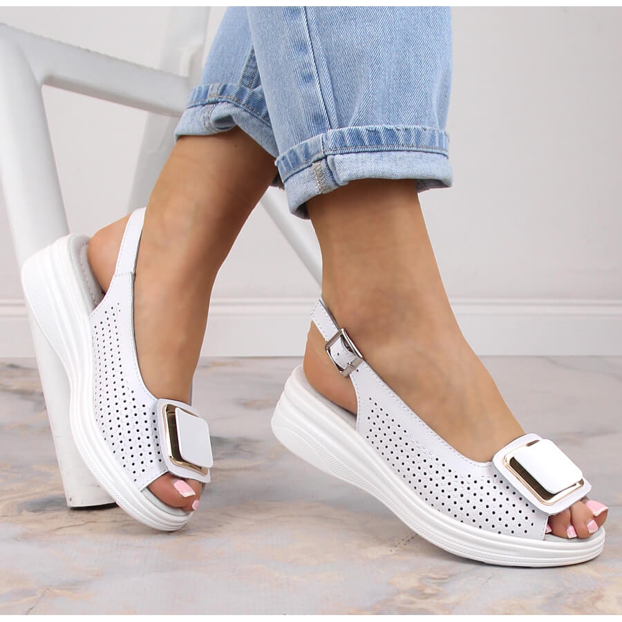 Comfortable white 2025 wedge sandals