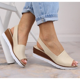 Women's beige wedge sandals Potocki AD77007 1
