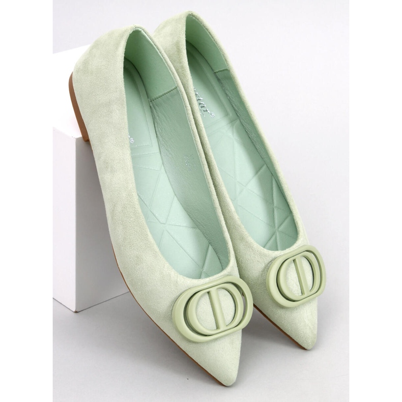 Arte Green almond toe ballet flats 1