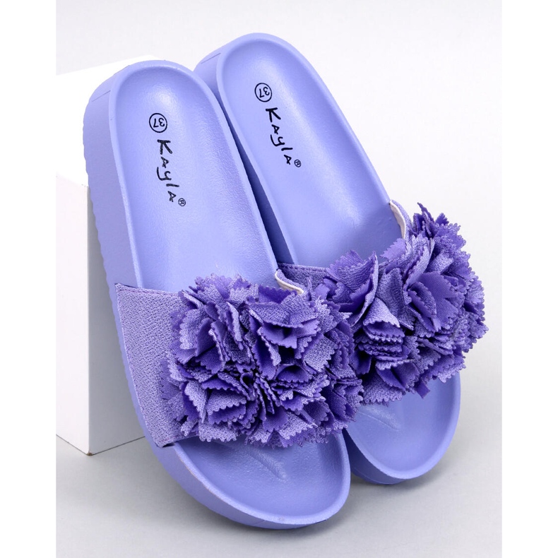 Women's slippers with flowers Traille Purple violet 1