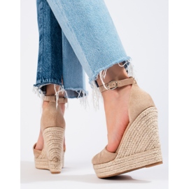 SHELOVET Stylish wedge espadrilles beige 1
