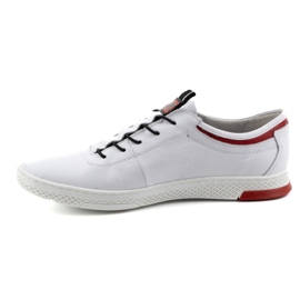 Polbut Men's leather casual shoes K23 white with red 1