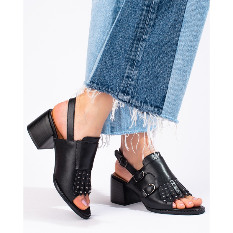 Leather sandals with jets LA.FI black 1