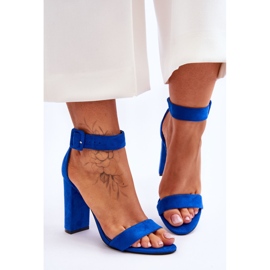 Dark Blue Jacqueline Suede High Heel Sandals 1