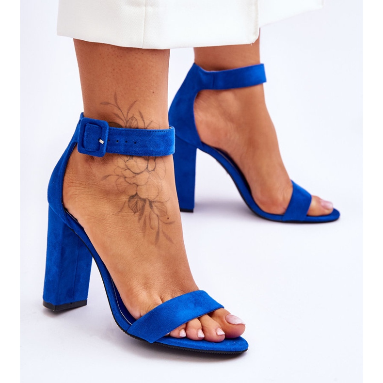 Dark Blue Jacqueline Suede High Heel Sandals 2
