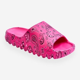 Fashionable women's slippers on a massive platform fuchsia lorette pink 1