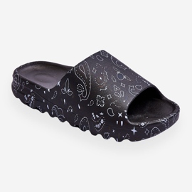 Fashionable Women's Slippers On A Massive Platform Black Lorette 1