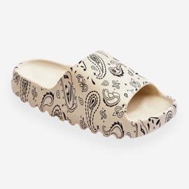 PS1 Fashionable women's slippers on a massive platform beige lorette 1