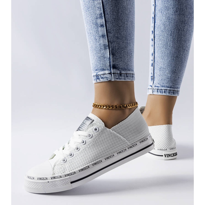 Vinceza white openwork sneakers 1