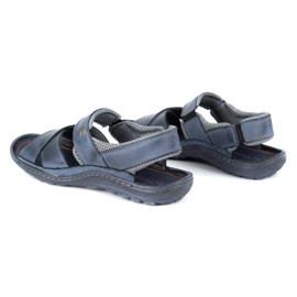 Olivier Men's leather sandals 336GT navy blue 3 Olivier Men's leather sandals 336GT navy blue 3