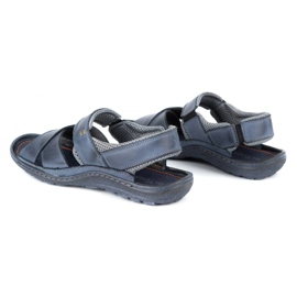 Olivier Men's leather sandals 336GT navy blue 3