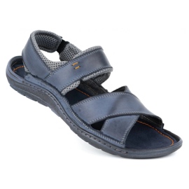 Olivier Men's leather sandals 336GT navy blue 2 Olivier Men's leather sandals 336GT navy blue 2