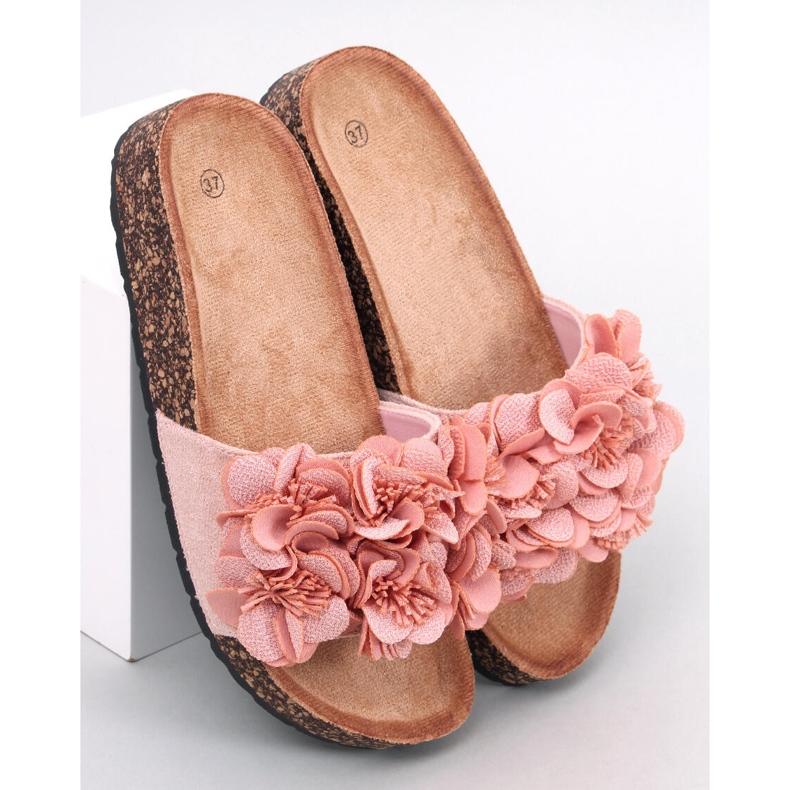 BM Cork slippers with Brice Pink flowers 1 BM Cork slippers with Brice Pink flowers 1