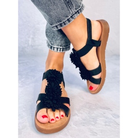 BM Astaire Black Flower Sandals 1