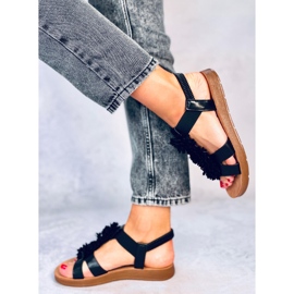BM Astaire Black Flower Sandals 2