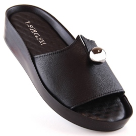 Women's black leather slippers T.Sokolski L22-312 1 Women's black leather slippers T.Sokolski L22-312 1