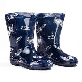 Tall boy's galoshes with the pattern Shelovet navy blue 1