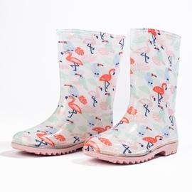 Tall girls' boots with a Shelovet pattern in white 1