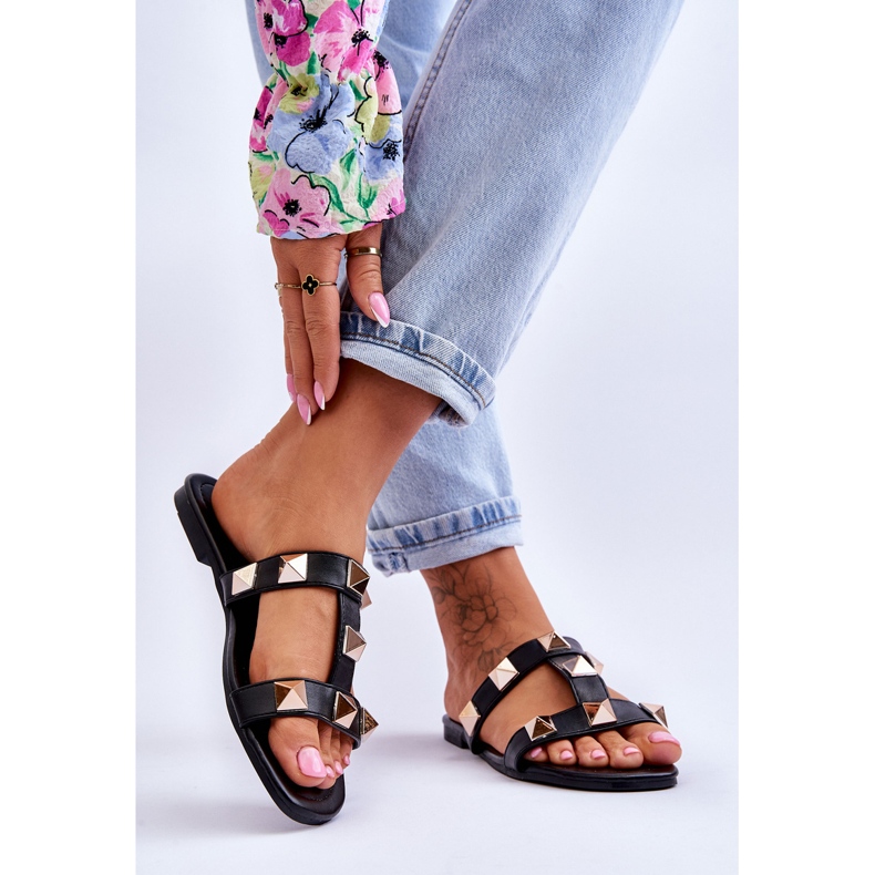 Women's Slippers With Large Studs Black Mercure 2