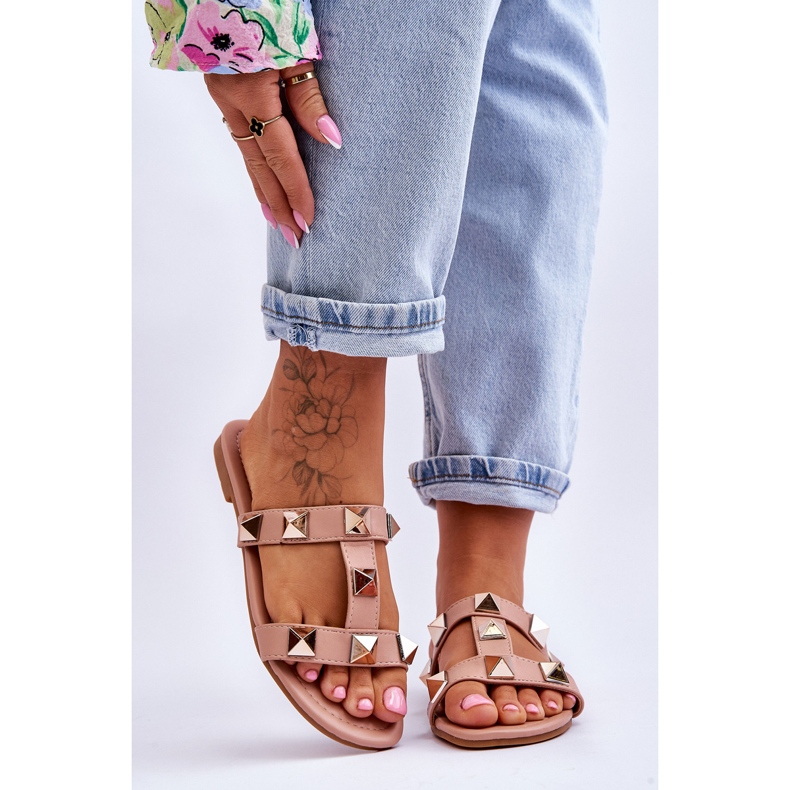 Nude Mercure Women's Slippers With Big Studs pink 1