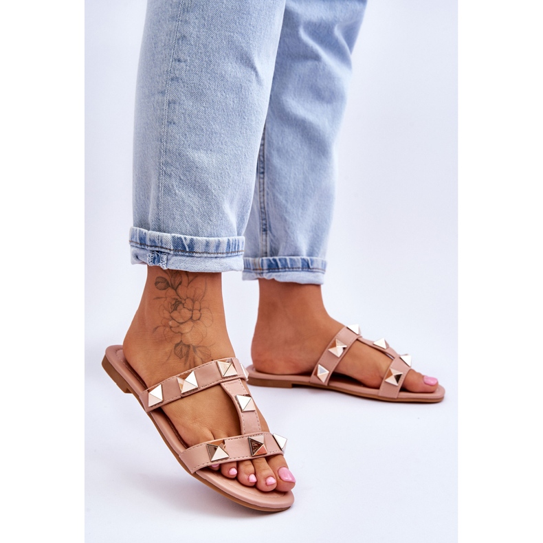 Nude Mercure Women's Slippers With Big Studs pink 2