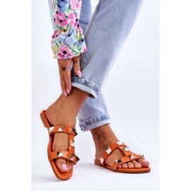 Orange Mercure Women's Slippers With Large Studs 2 Orange Mercure Women's Slippers With Large Studs 2