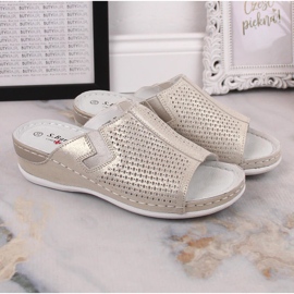 S.Barski Women's leather slippers on a golden wedge S. Barski 1 S.Barski Women's leather slippers on a golden wedge S. Barski 1