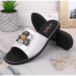 Women's flat comfortable white slippers with zircons S.Barski Kv 2775-31 1