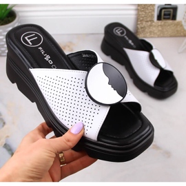 Women's leather wedge slippers white Filippo DS4608 1