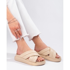 Slippers on the LA.FI platform beige 1