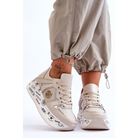 PE1 Women's Leather Sneakers On A Chunky Platform Beige Asturias 1